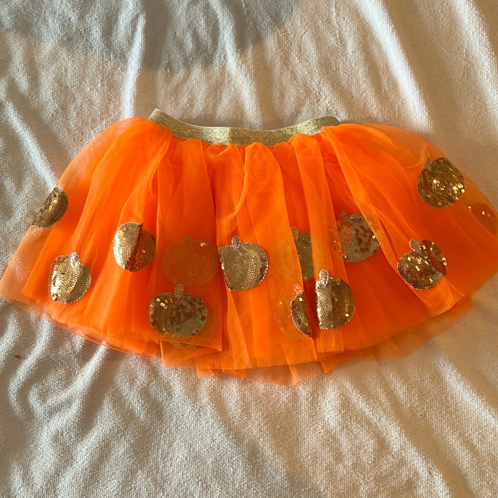 “Bad Kitty Kids” Tulle Sequin Pumpkin Skirt